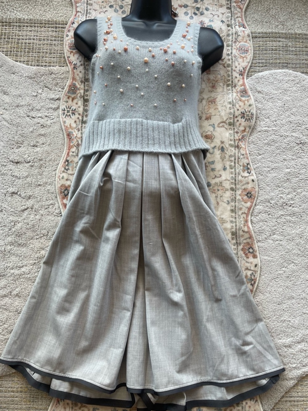 MaxMara Sportmax Light Gray Embellished Midi Dress